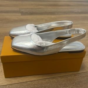 Silver slingback ballet flats **NEW**